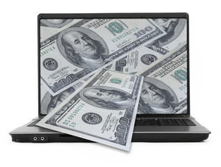 wide notebook with dollars