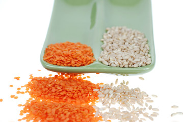 Split dried red lentil and wheat 