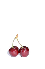 Pair of cherries on a white background