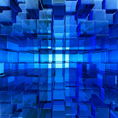abstract blue cube glass background