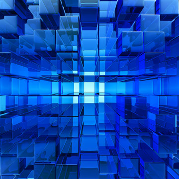 abstract blue cube glass background