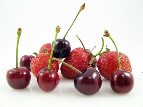 cherry strawberry fruit food isolated on white background