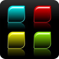 Shiny color button set on black background.