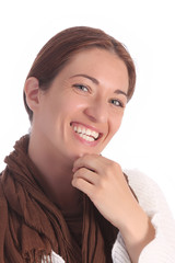 Fototapeta premium beautiful young a woman with brown scarf