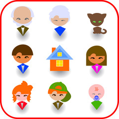 doodle style icons of a happy family