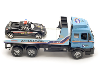 truck and police car