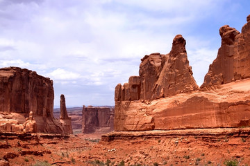 Park Avenue and Courthouse Towers panorama in Arches National park, Utah