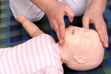 Infant mouth-to-mouth resuscitation demonstration