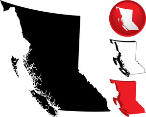 Detailed Map of British Columbia, Canada with several variations