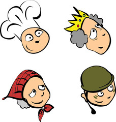 Lots of vector illustrations of people faces