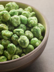 Bowl of Dried Wasabi Peas