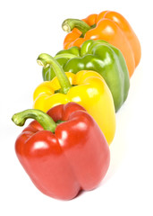 Colorful Bell Peppers Isolated on White