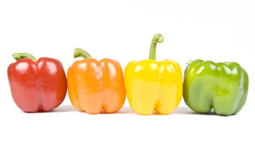 Colorful Bell Peppers Isolated on White