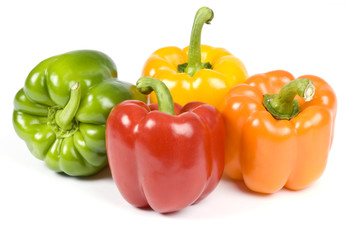 Colorful Bell Peppers Isolated on White