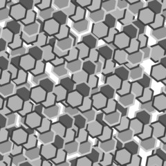 Obraz na płótnie Canvas Grey hexagon tiles. Seamless vector pattern