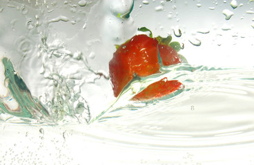 Strawberry in water