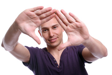 young casual man posing
