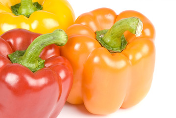 Colorful Bell Peppers Isolated on White