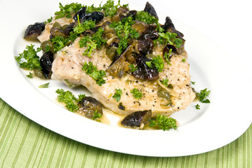 Roasted Pork Chops with Prunes and Capers
