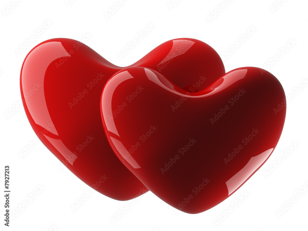 Canvas Prints two isolated heart on a white background. 3d image.