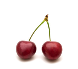 two cherry on white background