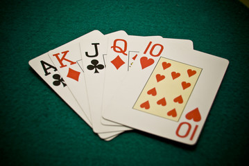 Obraz premium poker full sur tapis vert