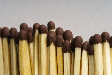 Wooden matches against the white background