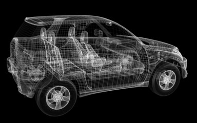 Naklejka premium 3D sketch of car