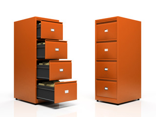 Orange card files isolated on white background