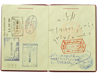 deutsche reisepass,dubai,hongkong & macau ankunft stempel