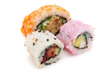 Three Japanese Rice Rolls (Sushi)
