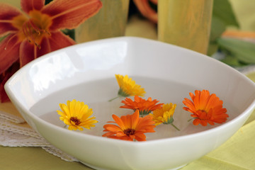 aperitivo con ciotola di fiori 2