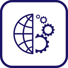 Vector globe and gear icon. Simply change.