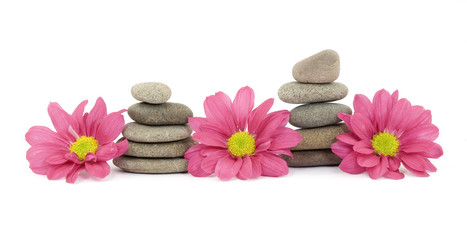 Obraz na płótnie Canvas zen / spa stones with flowers
