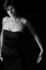 Fototapeta premium Long lady in black dress