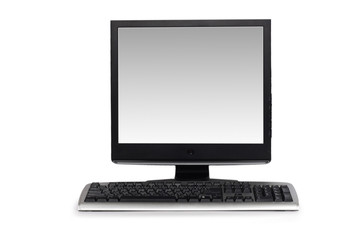 Computer with flat screen isolated on white