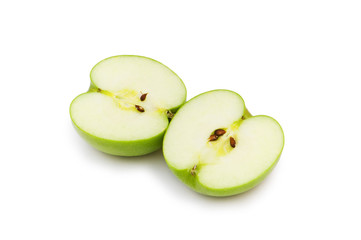Two apple pieces isolated on the white