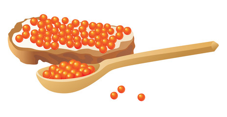 Red caviar isolated on white