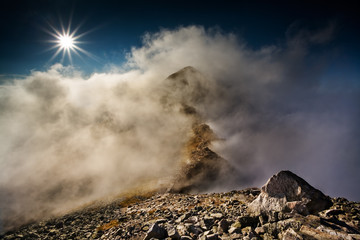 Mountain Trekking in the foggy Ridge