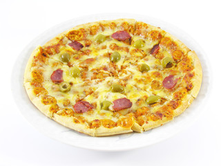 pizza fromage chorizo olives