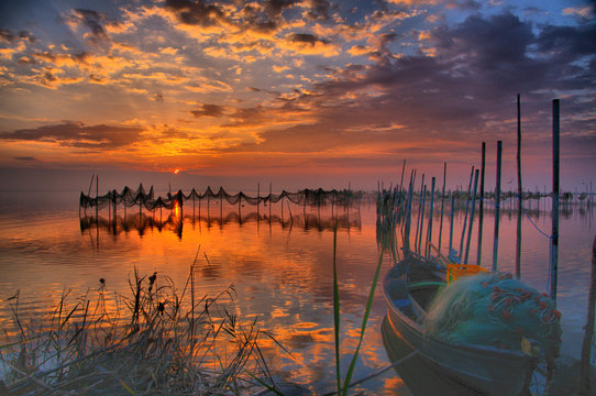 Fototapeta Ocaso en la Albufera. Valencia.