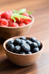 Raspberries and blueberries