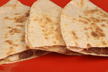 hot delicious beef quesadilla 