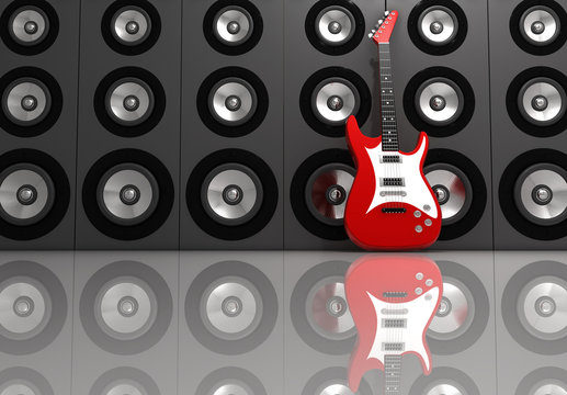Guitar and speakers
