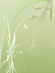vector background with plants and butterflies
