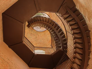 Fotobehang Spiral staircase in the bell tower in Verona, Italy © stta