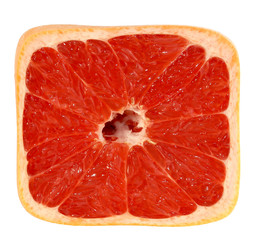 Closeup of square grapefruit, isolated on white.