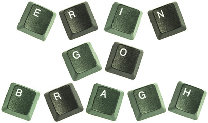 Keyboard keys spelling out the words “Erin Go Bragh".