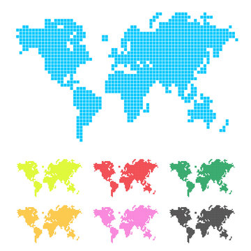 Pixelated world map