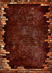 Brick wall grungy frame